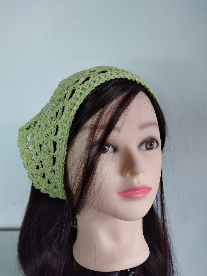 Bandana em  Crochê  arcos verde- lenço para cabelos