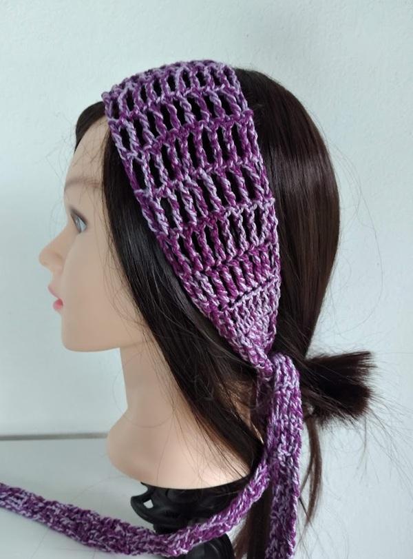 Faixa em crochê  roxo mesclado para cabelo - estilo headband