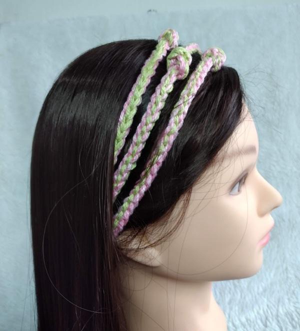 Faixa em crochê  para cabelo em crochê -  cordões