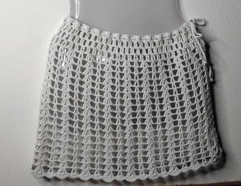 Saia saída de praia em crochê -  branca