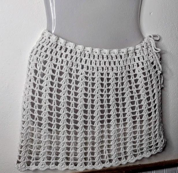 Saia saída de praia em crochê -  branca
