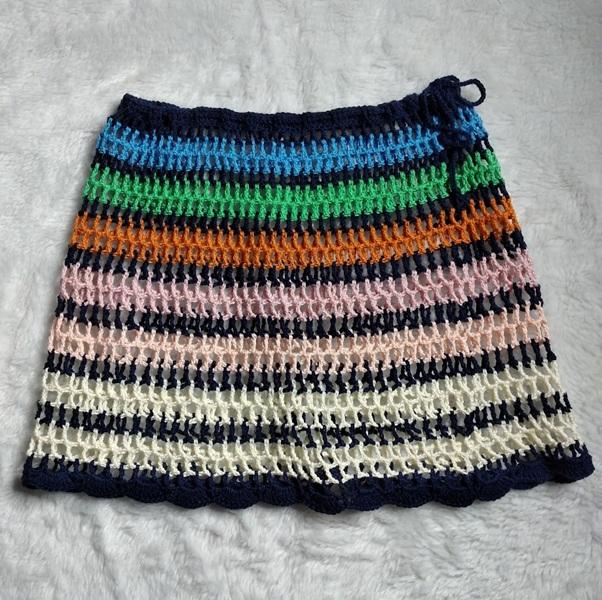 Saia saída de praia em crochê -  colorida
