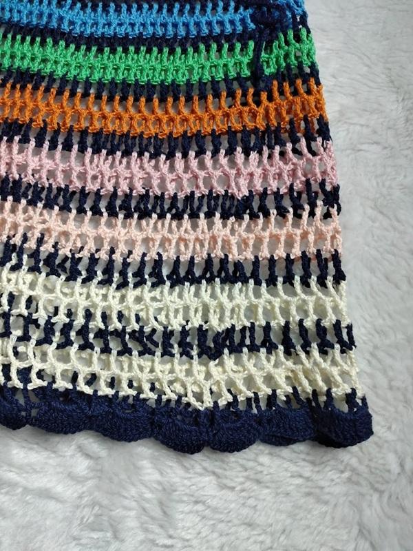 Saia saída de praia em crochê -  colorida