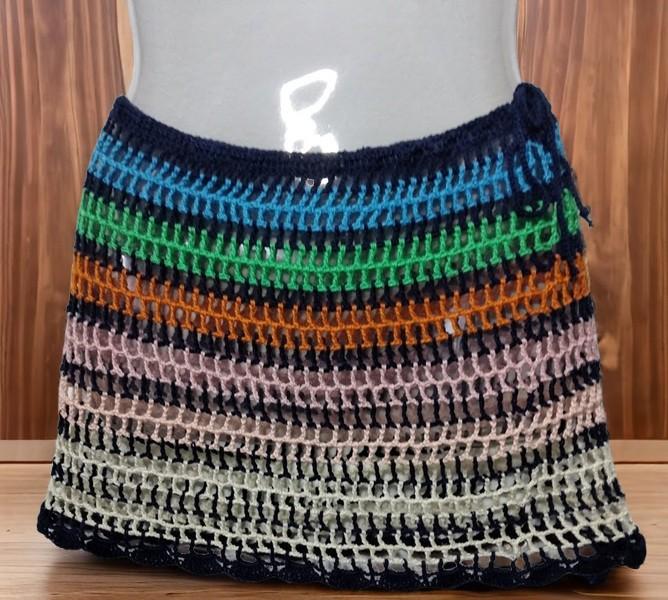 Saia saída de praia em crochê -  colorida