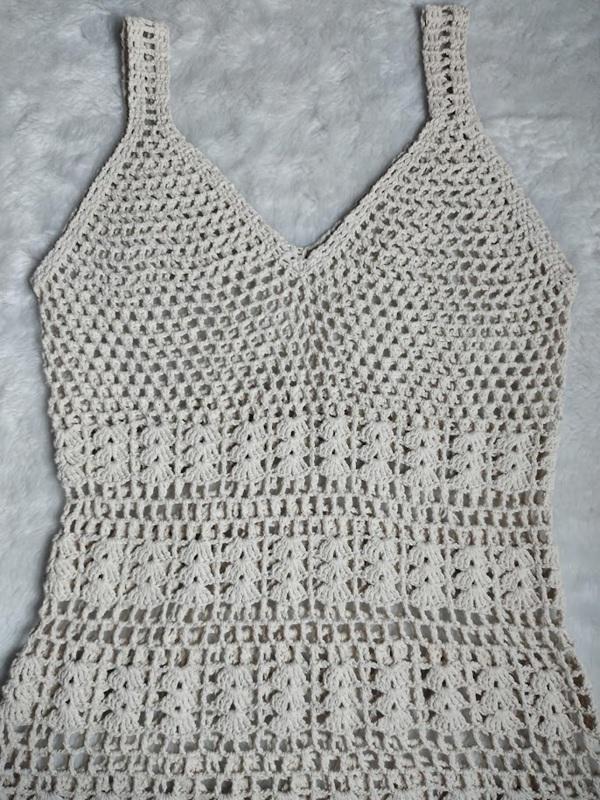 Saída de praia  vestido em crochê   - natural