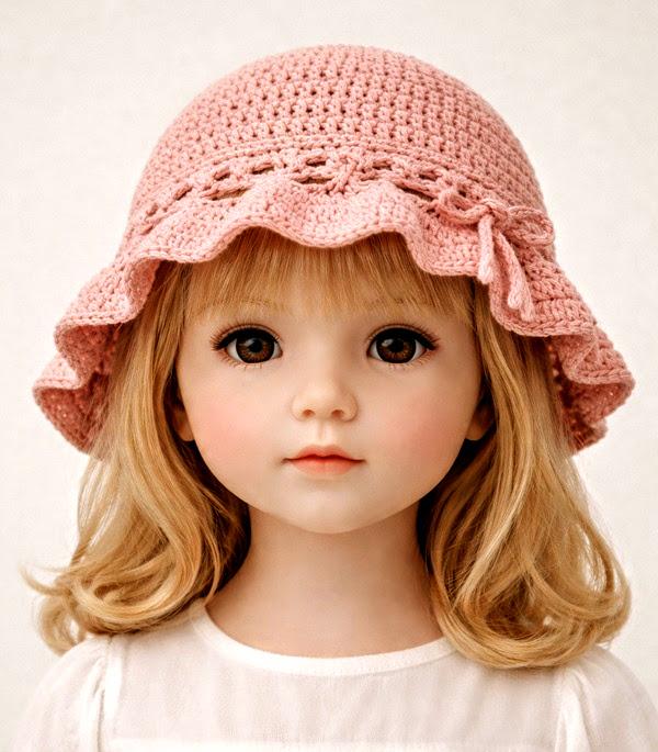 Chapéu infantil  de crochê - rosa