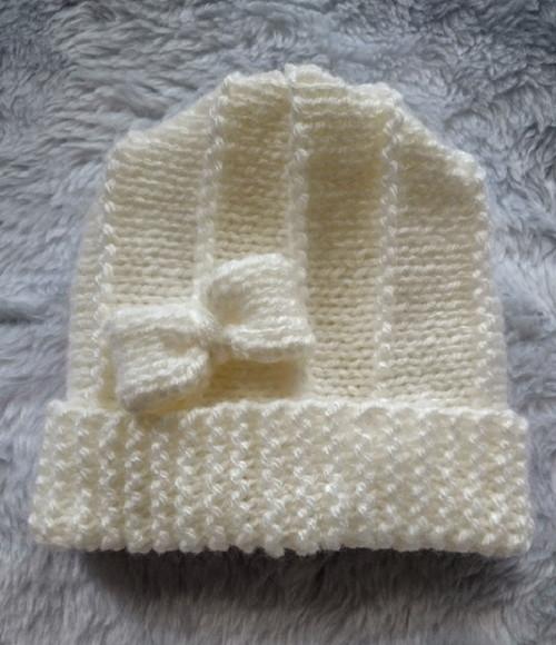 Cachecol e Gorro Infantil em Tricô com Laço - Off White