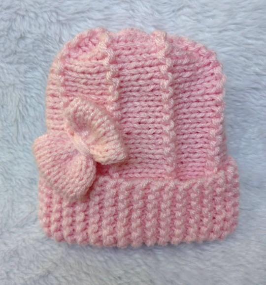 Cachecol e Gorro Infantil em Tricô com Laço -cor rosa - feito ?