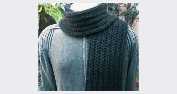 Cachecol em Tricô Masculino -  Preto - feito à  mão