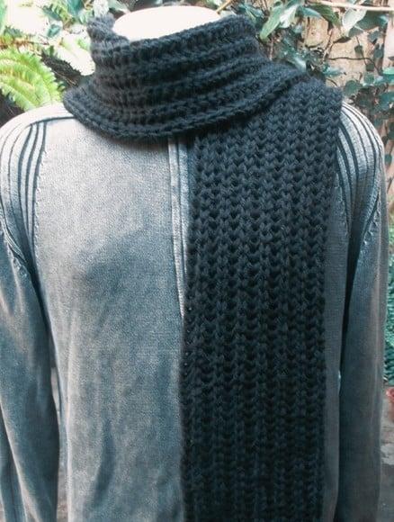 Cachecol em Tricô Masculino -  Preto - feito à  mão