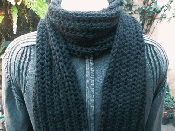Cachecol em Tricô Masculino -  Preto - feito à  mão