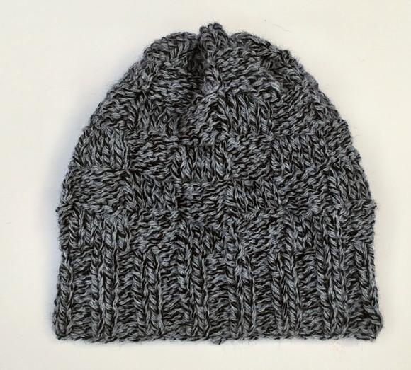 Cachecol Gola e Gorro em de Tricô - Mesclada Cinza