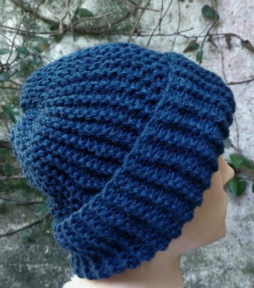 Cachecol Maxi Gola e Gorro em Tricô - Cordão - Azul