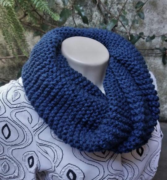 Cachecol Maxi Gola e Gorro em Tricô - Cordão - Azul