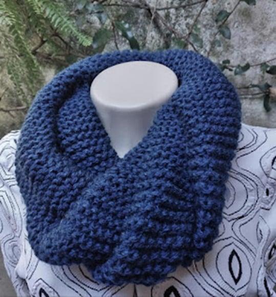 Cachecol Maxi Gola em Tricô - Cordão - Azul