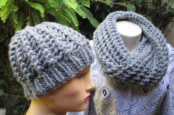 Conjunto Cachecol Maxi Gola e Gorro - Cinza