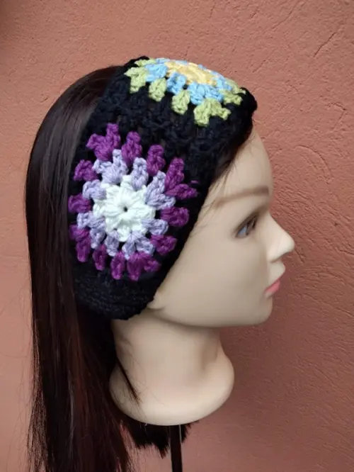 Faixa para cabelo em crochê - headband - squares coloridos