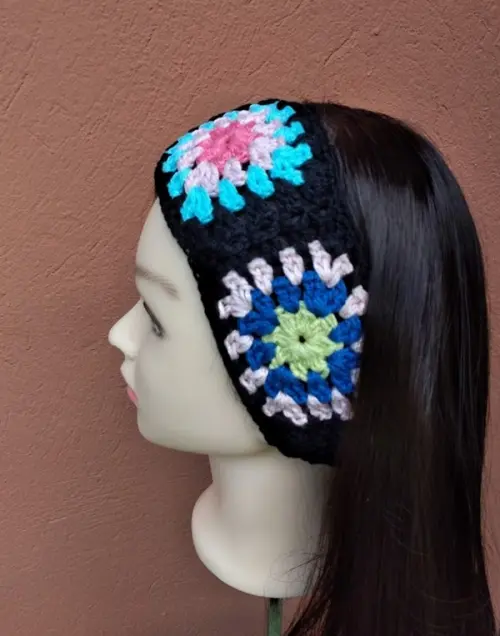 Faixa para cabelo em crochê - headband - squares coloridos