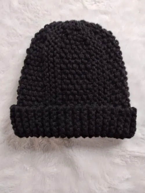 Cachecol e gorro masculino em tricô - preto