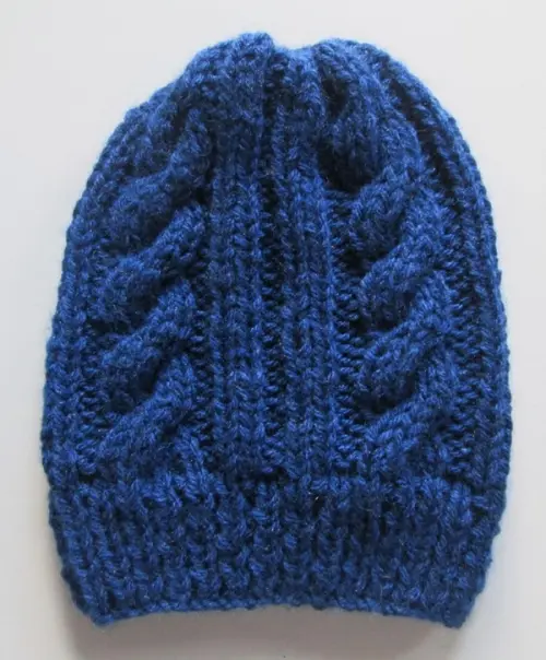 Cachecol e gorro   masculino em tricô  trançado- azul