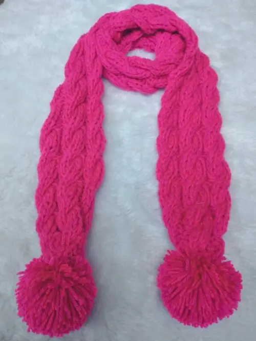 Conjunto de Inverno Infantil em Tricô Rosa - Cachecol e Gorro co