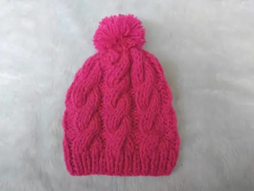 Conjunto de Inverno Infantil em Tricô Rosa - Cachecol e Gorro co