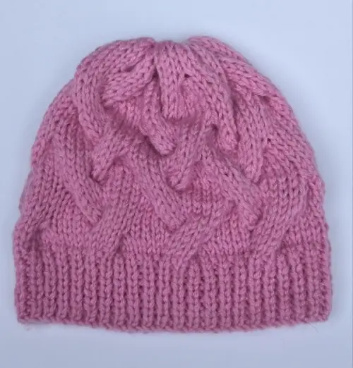 Gorro e gola cachecol Infantil em Tricô Rosa