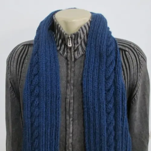 Cachecol  masculino em tricô - azul