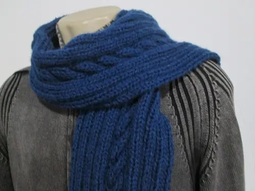 Cachecol  masculino em tricô - azul