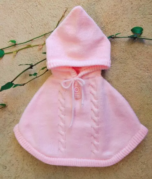Poncho Capinha Tricô  - rosa