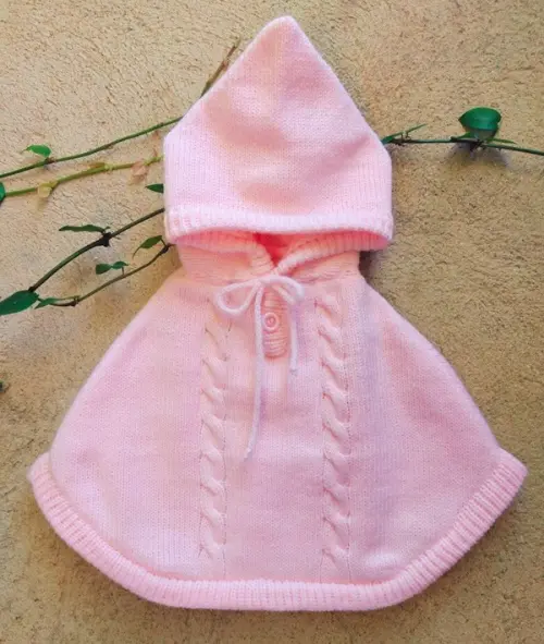 Poncho Capinha Tricô - rosa
