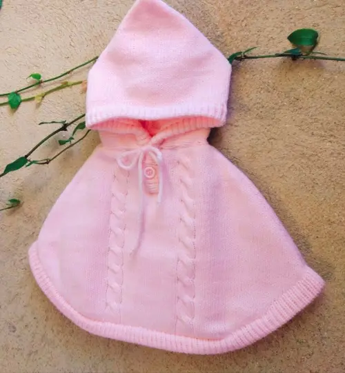 Poncho Capinha Tricô - rosa