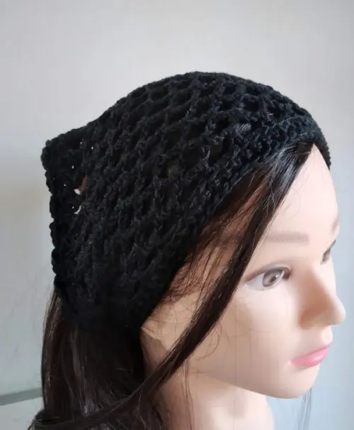 Bandana em  Crochê  arcos preta- lenço para cabelos