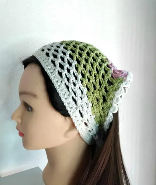 Bandana em  Crochê  arcos cores- lenço para cabelos