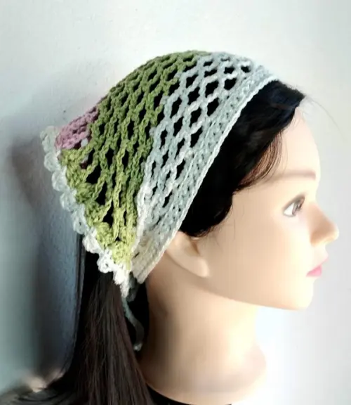 Bandana em  Crochê  arcos cores- lenço para cabelos