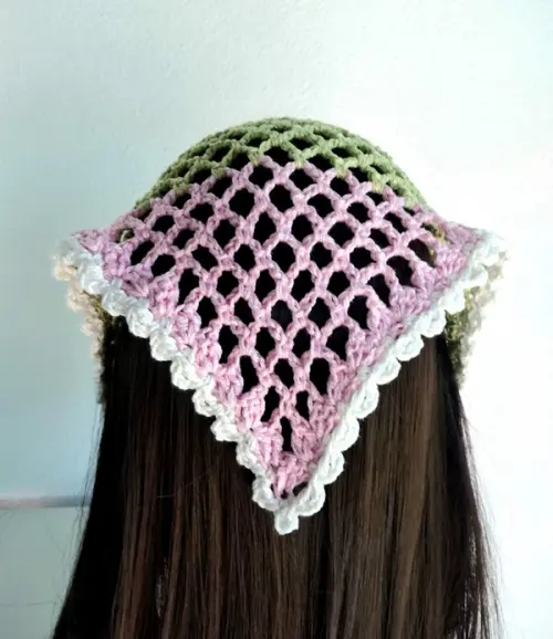 Bandana em  Crochê  arcos cores- lenço para cabelos