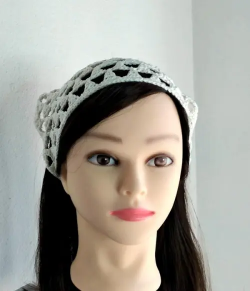 Bandana em  Crochê  off white - lenço para cabelos