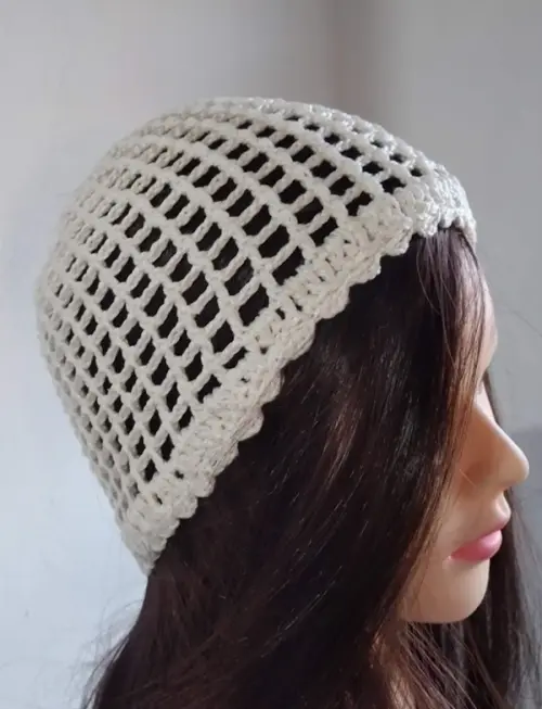 Gorro headpiece em crochê artesanal