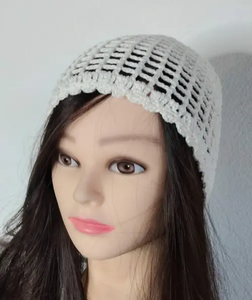 Gorro headpiece em crochê artesanal