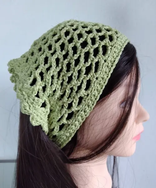 Bandana em  Crochê  arcos verde- lenço para cabelos