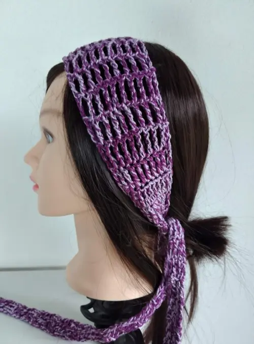 Faixa em crochê  roxo mesclado para cabelo - estilo headband