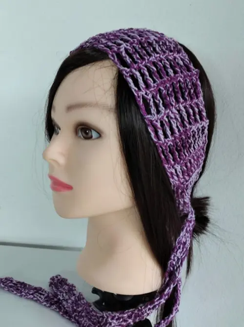 Faixa em crochê  roxo mesclado para cabelo - estilo headband