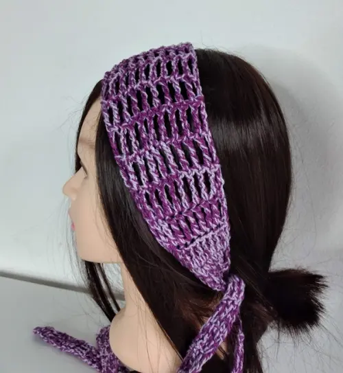 Faixa em crochê  roxo mesclado para cabelo - estilo headband