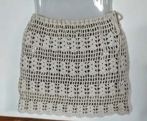 Saia saída de praia em crochê -  natural
