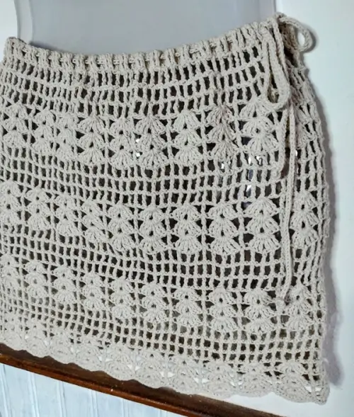 Saia saída de praia em crochê -  natural