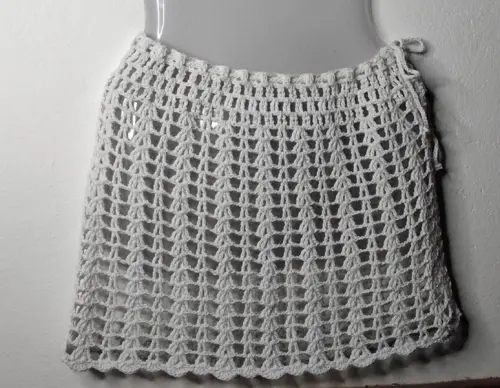 Saia saída de praia em crochê -  branca