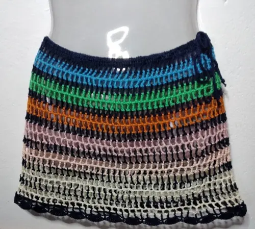 Saia saída de praia em crochê -  colorida