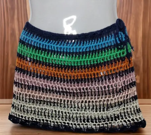 Saia saída de praia em crochê -  colorida