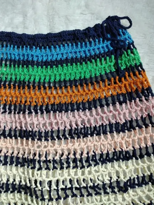 Saia saída de praia em crochê -  colorida