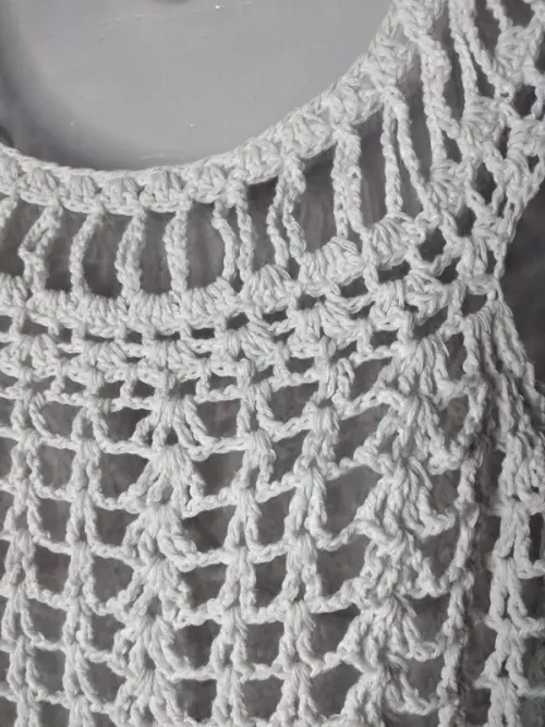 Saída de praia  vestido em crochê   - branca